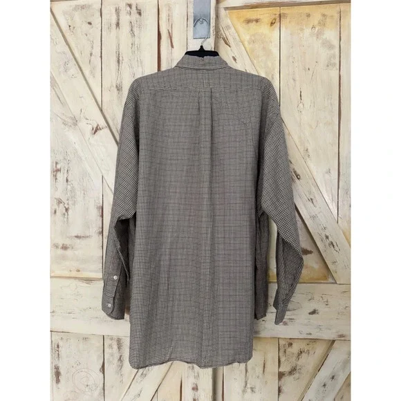 Ralph Lauren Blake 100% Cotton Button Down Shirt Long Sleeves Gingham Brown XL - Picture 6 of 8